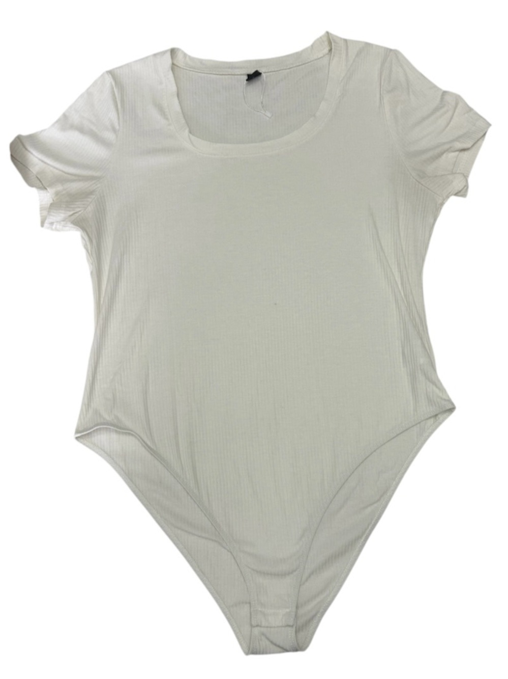 SHEIN Curve women’s 2XL Cream Basic Short Sleeve Ribbed One-Piece Bodysuit - Picture 5 of 10